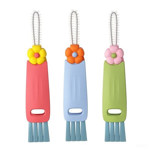 3 in 1 Floret Reinigungsbürste für Flaschen, Becher und Deckel mit ergonomischem Griff und steifen Borsten zur detaillierten Reinigung von Flaschenhälsen und Tassenkanten (3 Packungen) Bürste) von DystopiaWorld