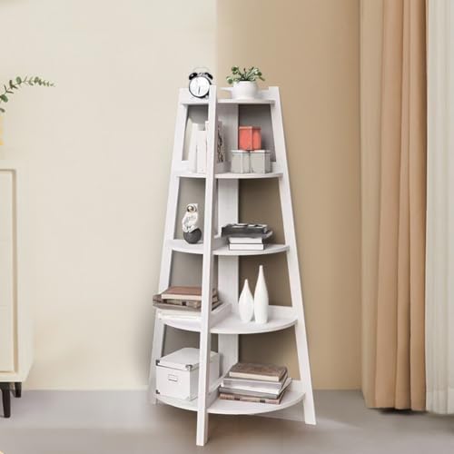 5 Etagen Modernes Eck-Bücherregal, Industrielles Eckleiterregal, kleines Metall-Bücherregal, Pflanzenständer, für Wohnzimmer, Küche, Home Office 5 Etagen Modernes Eck-Bücherregal, Industrielles Eckleiterregal, kleines Metall-Bücherregal, Pflanzenständer, für Wohnzimmer, Küche, Home Office von DystopiaWorld
