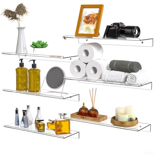 6 Stück transparente schwebende Regale für Wand, Acryl, langes Wandregal, Belastung 4 kg, für Schlafzimmer, Badezimmer, Küche, Wohnzimmer, Büro, Spielzimmer 6 Stück transparente schwebende Regale für Wand, Acryl, langes Wandregal, Belastung 4 kg, für Schlafzimmer, Badezimmer, Küche, Wohnzimmer, Büro, Spielzimmer von DystopiaWorld