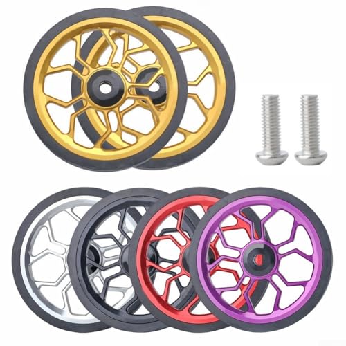 80 mm Räder, Aluminiumlegierung und Gummi, reduziert Reibung und Energieverlust, für Brompton- und andere allgemeine Klappmodelle (schwarz) von DystopiaWorld