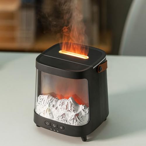 Aromatherapie-Maschine, mit buntem Lichteffekt, kontinuierliche und intermittierende Sprühoptionen, 200 ml Wasserbecher, 132 x 132 x 149 mm (schwarz) von DystopiaWorld