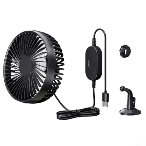 Auto-Ventilator mit Saugnapf, mit einstellbarer Drei-Gang-Einstellung und 360° Drehung, klebrige, rutschfeste Silikon-Basis (schwarz) von DystopiaWorld