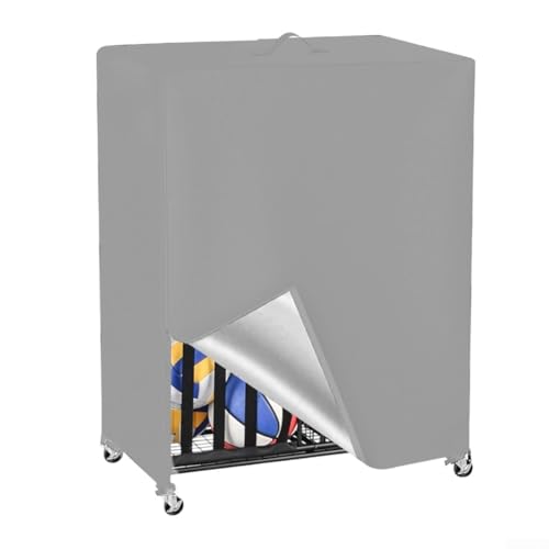 Basketball-Abdeckung, 420D Oxford-Stoff, Organizer-Abdeckung, wasserdichter Trainingsständer, Staubschutz, für Regale der Größe 97 x 46 x 115 cm (grau) von DystopiaWorld