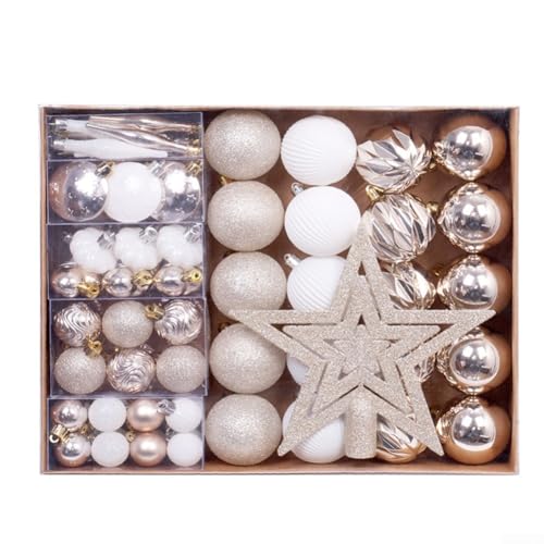 Christbaumkugel-Ornament-Set, 72-teilig, mit Weihnachtsbaum-Abdeckung, Weihnachtskugeln (D) von DystopiaWorld