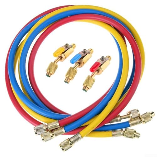 Dreifarbiges HVAC-Kühlmittelschlauch-Set, 6,35 mm (1/4 Zoll), 500–4000 PSI Arbeitsdruckschläuche-Set, für R410A, R134A, R407C Kühlmittel (A) von DystopiaWorld