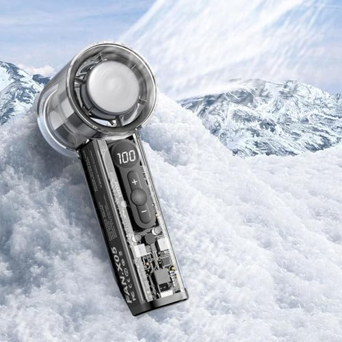 DystopiaWorld Kleiner Hochgeschwindigkeits-Kühlventilator, LCD-Display, tragbar für Turbo-Lüfter, mit einem 3000-mAh-Akku und 100 Stufen stufenloser Geschwindigkeitseinstellung, für den Außenbereich von DystopiaWorld
