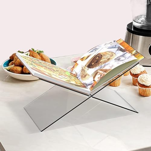 Eleganter Acryl-Leseständer, X-förmiges Design, perfekt zum Präsentieren Ihrer Lieblingszeitschriften (klein) von DystopiaWorld