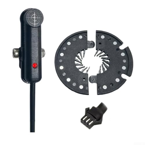 Elektrischer Fahrrad-Geschwindigkeitssensor, wasserdichter 12-Magnet-Doppel-Hall-Pedalassistent-Sensor, mit 1 Meter Draht, SM 3-poliger Stecker, für E-Bike (DH12L) von DystopiaWorld