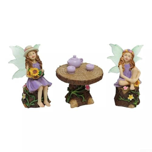 Fairy Statue Collection 8-teiliges Rasendekor-Set mit Feen, Tisch und Teekanne für skurrile Räume Fairy Statue Collection 8-teiliges Rasendekor-Set mit Feen, Tisch und Teekanne für skurrile Räume von DystopiaWorld