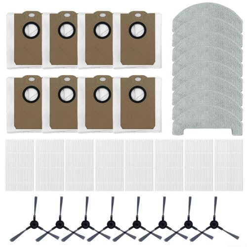 Für Monsga MR1 Roboter-Staubsauger-Zubehör-Ersatz-Set mit Filtermopp-Tuch, Staubbeutel, Seitenbürste mit je 8 Stück für effektive Reinigung von DystopiaWorld