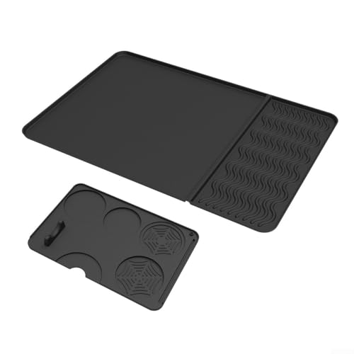 Große Silikonmatten unter Kaffeemaschinen, Abtropfmatte, Arbeitsplattenschutz, Stopfmatte, multifunktionale Bodenmatten, 60 x 40 cm (schwarz) von DystopiaWorld