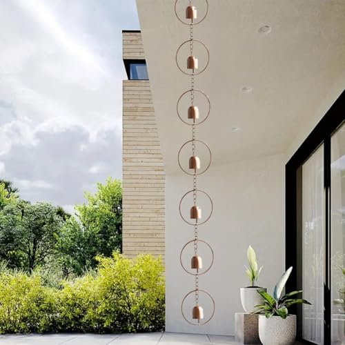 Hängendes Regenspiel, Metall-Regenkette, Gartenwindspiel, dekorative Glocke, für Garten, Pavillon, Eingang überdachte Terrassenbereiche Hängendes Regenspiel, Metall-Regenkette, Gartenwindspiel, dekorative Glocke, für Garten, Pavillon, Eingang überdachte Terrassenbereiche von DystopiaWorld