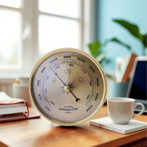 Haushalts-Barometer, 3-in-1-Barometer-Thermometer, Hygrometer, Metall-Wand-Multifunktions-Thermometer, für Innen- und Außenbüro (108 mm) von DystopiaWorld