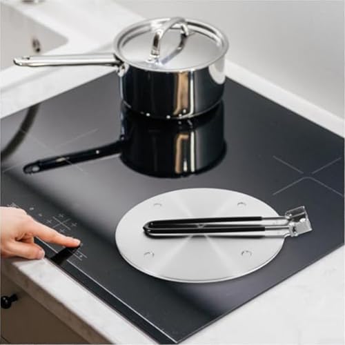 Induktionsherd Wärmeleitplatte, funktionelle Edelstahl-Induktionsherdplatte mit faltbarem Griff, für Milchkaffee-Kochgeschirr (24 cm) von DystopiaWorld