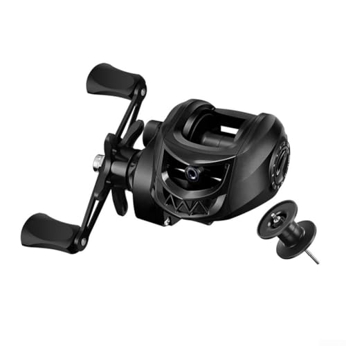 Metall-Baitcast-Rolle, Links- und Rechtshänder, Magnetbremse, Angelzubehör, Anti-Explosionsleine, Wassertropfenrad, für Anfänger und erfahrene Angler (linke Hand, schwarz) von DystopiaWorld