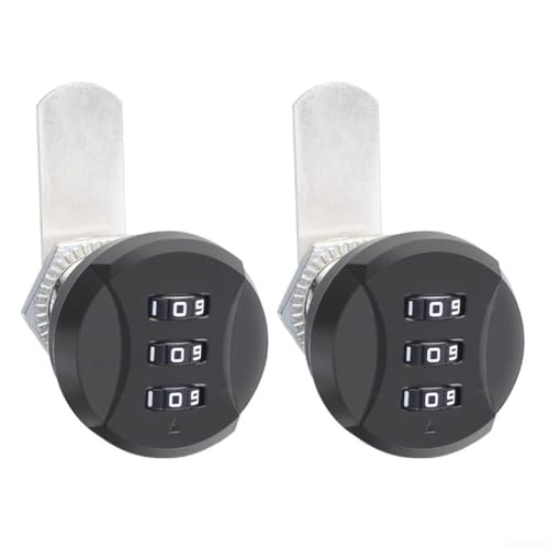 Passwortschloss aus Zinklegierung mit 3-stelliger mechanischer Zahlenkombination für Briefkästen, Schubladen, Schränke und elektrische Boxen, 2 Stück, mit sicherem Verriegelungsmechanismus (schwarz) von DystopiaWorld