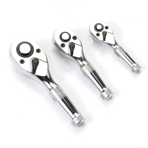 Ratschenschlüssel Set mit 1/4 Zoll 3/8 Zoll 1/2 Zoll Antrieb Schnellspanner 72 Zähne Umschaltkopf Vierkantschlüssel für Automotive und Haushalt (Silber) von DystopiaWorld