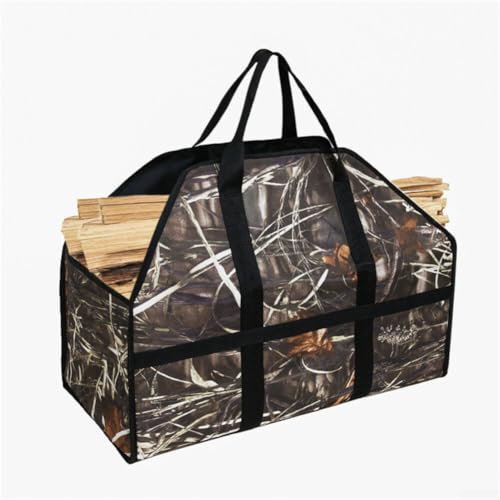 Robuste Tragetasche für Kaminholz, gewachste Kamin- und Brennholz-Tragetasche, mit robusten Tragegurten, für Kamin, Holzofen, 61 x 30 x 25 cm (L x H x T) (helle kardische Farbe) von DystopiaWorld