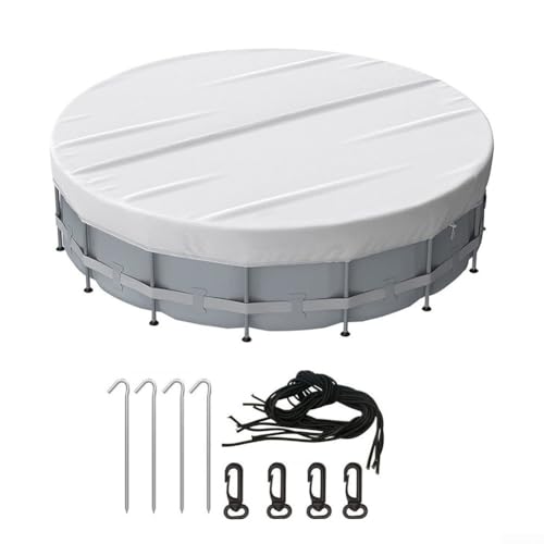 Runde Solar-Poolabdeckung mit Kordelzug, für strapazierfähiges Polyestergewebe, schützt vor Blättern und Schmutz, passend für mehrere runde Pool-Modelle (1,8 m) von DystopiaWorld