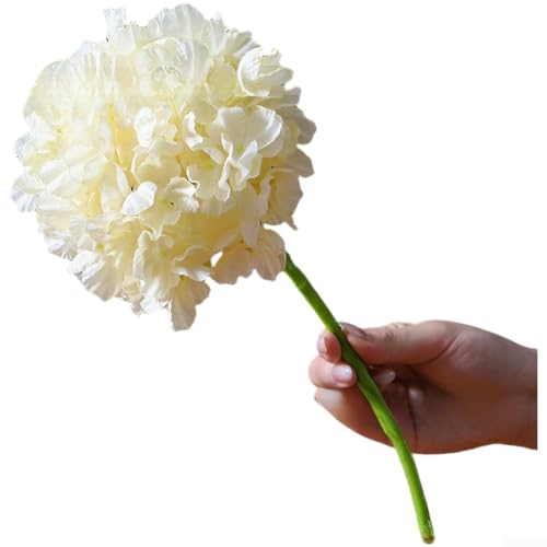 Seiden-Hortensien-Blumenstrauß mit gebranntem Rand für Zuhause, Hochzeit, Blumenarrangement und Party-Mittelstücke, langlebige Dekoration (gelb) von DystopiaWorld