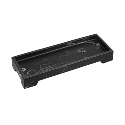 Silikon-Badezimmer-Tablett, bruchsicheres Seifenspender-Tablett, für Bad und Küche, 25,5 x 10,5 x 2,5 cm (Schwarz B) von DystopiaWorld