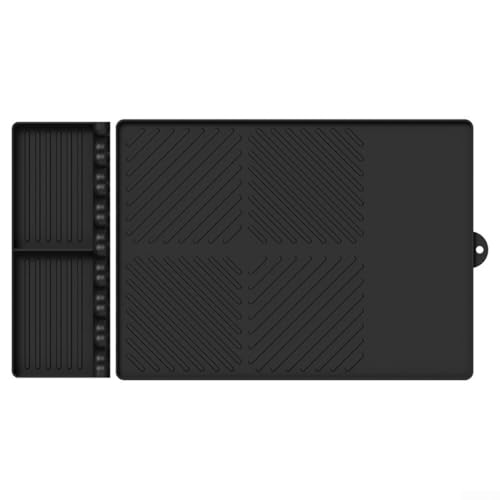 Silikon-Grillmatten-Set mit Abflussdesign und wärmeisolierenden Pads, geeignet für Küche und Kochen (Schwarz - B) von DystopiaWorld