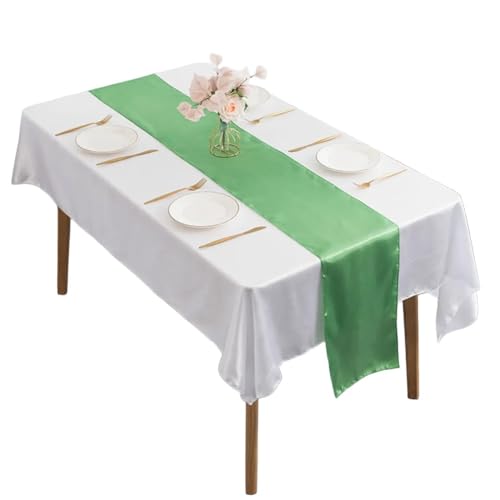 Stilvoller Satin-Tischläufer für Bankette und Hochzeiten, verschönert die Event-Dekoration mit purer Ästhetik (Grüne Karte 142) von DystopiaWorld