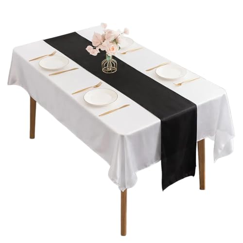 Stilvoller Satin-Tischläufer für Bankette und Hochzeiten, verschönert die Veranstaltungsdekoration mit reiner Ästhetik (Tintengrün) von DystopiaWorld