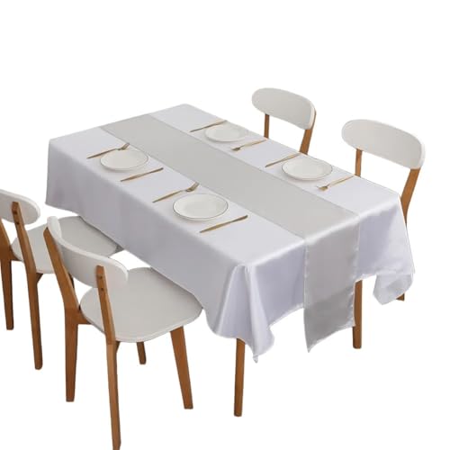 Stilvoller Satin-Tischläufer für Bankette und Hochzeiten, verschönert die Veranstaltungsdekoration mit reiner Ästhetik (grau) von DystopiaWorld