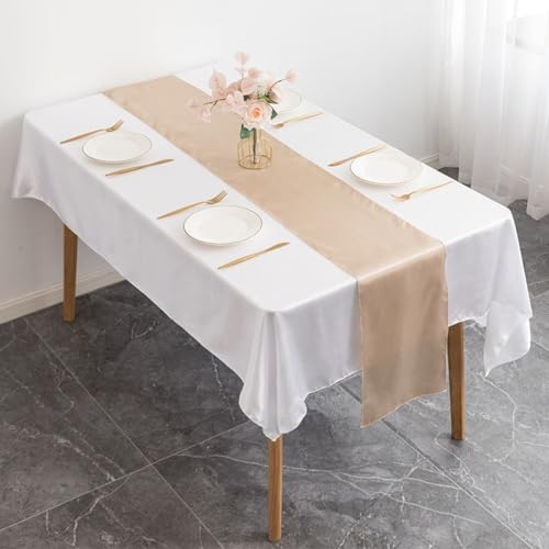 Stilvoller Satin-Tischläufer für Bankette und Hochzeiten, verschönert die Veranstaltungsdekoration mit reiner Ästhetik (tief) von DystopiaWorld