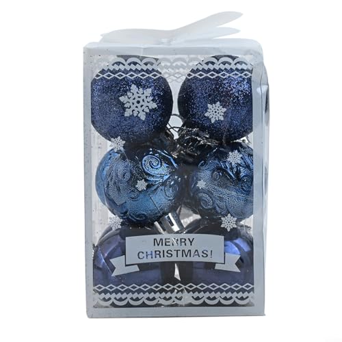 Stilvolles 12-teiliges Weihnachtskugel-Set, perfekt für Weihnachtsbaumdekoration (tiefes Nachtblau) von DystopiaWorld