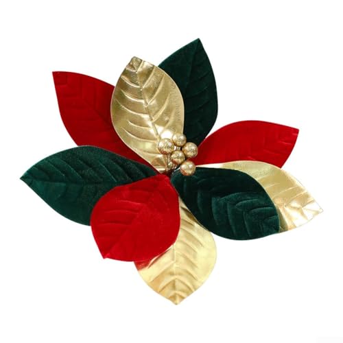 Stoff-Blumenstiele mit Samtstruktur für DIY Urlaub für Baumdekoration mit rot-grün-goldenen Farben und leichtem Material (B) von DystopiaWorld