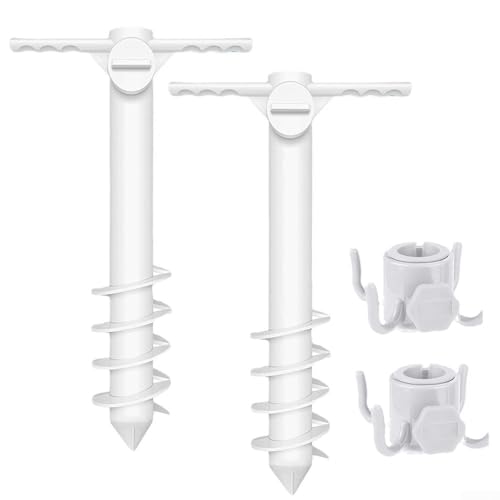 Strandschirm Sandanker Haken zum Aufhängen, sicherer Regenschirm-Schraubständer, für Strandausflüge, Camping, Picknicks und Hinterhof-Veranstaltungen (2 Set) von DystopiaWorld