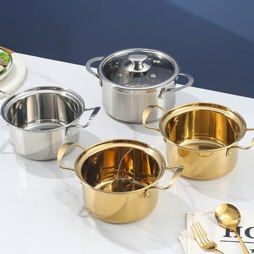 Suppentopf aus Edelstahl, Einpersonen-Hot Pot, mit doppeltem Geschmacksfach, 17 x 13 x 8,5 cm (4 Stahl-Ohrpfannen) von DystopiaWorld