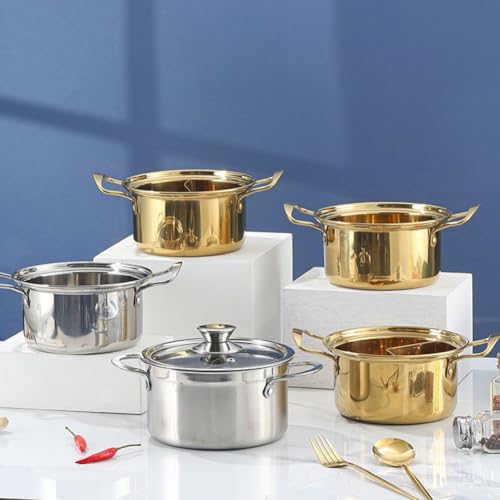 Suppentopf aus Edelstahl, Einpersonen-Hot Pot, mit doppeltem Geschmacksfach, 17 x 13 x 8,5 cm (5 Stahl-Ohrtöpfe) von DystopiaWorld