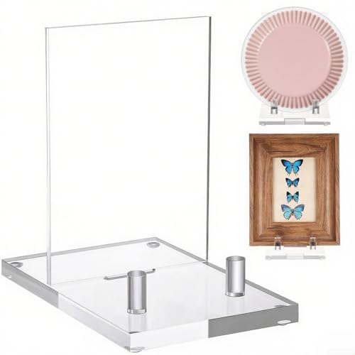 Transparenter Kunststoff-Display-Ständer, Tellerhalter, Staffelei, Display-Ständer, Multifunktionshalter, für Bilderrahmen, Bücher, Kunst, Wohnzimmer, Schlafzimmer von DystopiaWorld