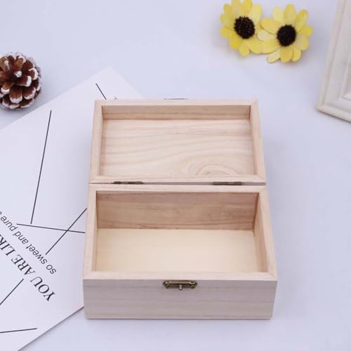 Unlackierte quadratische Holzkiste mit Scharnierdeckel, schlichtes Holz, quadratische Scharnier-Aufbewahrungsboxen, Handwerk, Schmuckschatulle, Geschenkbox für DIY-Handwerk Unlackierte quadratische Holzkiste mit Scharnierdeckel, schlichtes Holz, quadratische Scharnier-Aufbewahrungsboxen, Handwerk, Schmuckschatulle, Geschenkbox für DIY-Handwerk von DystopiaWorld
