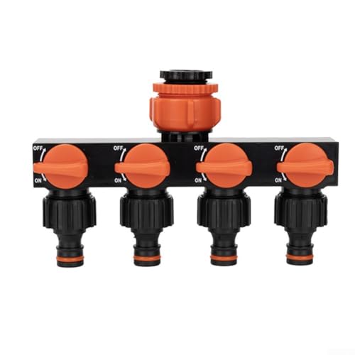 Vier-Wege-Gartenschlauch-Verteiler mit einfacher Durchflusskontrolle zur Optimierung Ihrer Bewässerungsroutine (orange) von DystopiaWorld