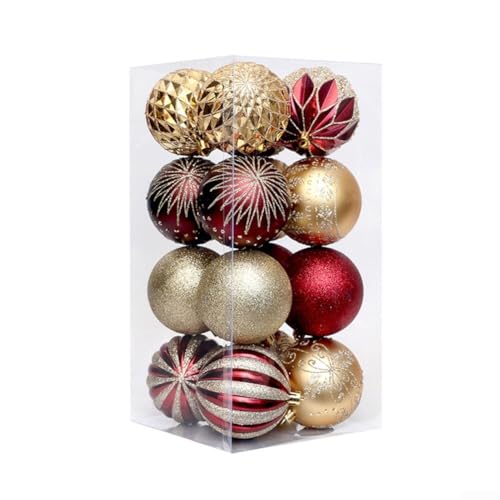 Weihnachtskugeln, 16 Stück, 8 cm, Weihnachtskugel-Set, Weihnachtsbaumschmuck, Kugel für Zuhause, Party, Garten, Dekoration (Rotgold) von DystopiaWorld