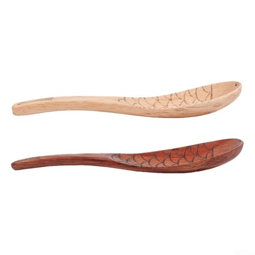 Zweiteiliges Holzlöffel-Set in Fischform, einzigartiges Design, perfekt zum Mischen und Servieren in jeder Küche (klein) von DystopiaWorld