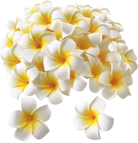 Dytabepl 100StüCke WeißEr Schaum Hawaiian Frangipani KüNstliche Plumeria BlüTen BläTter BlüTen Haar Hut Hut Kranz DIY Hochzeits Dekoration 5Cm von Dytabepl