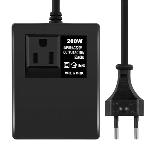 Dytabepl 200W Spannungswandler Transformator 220V auf 110V Reisestromadapter Netzadapter Schritt Runter Stromkonverter Leistungstransformator EU von Dytabepl