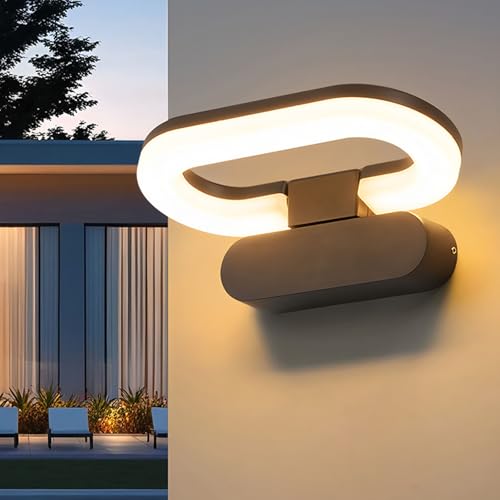 Dythwron Außenlampe Aussenleuchte Wand, Wandleuchte Ausenbeleutung Hauswand, Wasserdicht IP65, mit Schwenkbar LED Panel Außenwandleuchte für Garten Terrasse, 18W Warmweiß 3000K von Dythwron