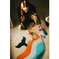 Vom Meer Inspiriert L Maritime Motive Handgefertigter Flauschiger Tufting-Teppich Tufting-Kunst Wohndekoration Einweihungsgeschenke von DyvanRugs