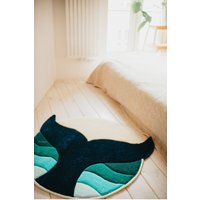 Von Der Küste Inspirierter Getufteter Teppich L Walmotiv 100% Handgefertigt, Weich & Flauschig Tufting Einzigartige Kunst Wohndekor von DyvanRugs
