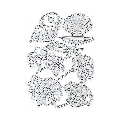 DzIxY Blume Muschel Metall Stanzformen für Kartenherstellung Kit Prägepapier Stanzformen Scrapbook Maschine Schablonen Lagerung Taschen Supplies von DzIxY