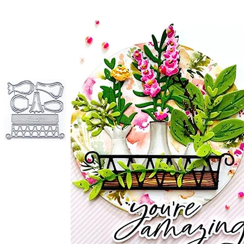 DzIxY Eisenkorb Vase Blumen Blätter Metall Stanzformen für Kartenherstellung Kit Prägepapier Stanzformen Scrapbook Maschine Schablonen Aufbewahrung Taschen Zubehör von DzIxY