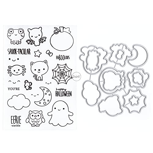 DzIxY Frosch Spinnennetz Transparente Stempel und Metall Stanzformen Sets für Kartenherstellung Scrapbooking Papier Kunst Bastelset Zubehör Transparente Silikon Dichtungen Stempeln für von DzIxY