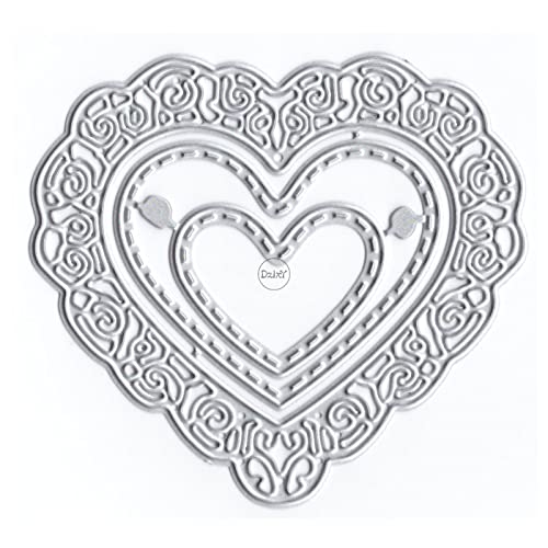 DzIxY Herzförmige Spitzen-Metall-Stanzformen für Kartenherstellung, Prägepapier, Stanzformen, Sammelalbum, Maschinenschablonen, Aufbewahrungstaschen, Zubehör von DzIxY