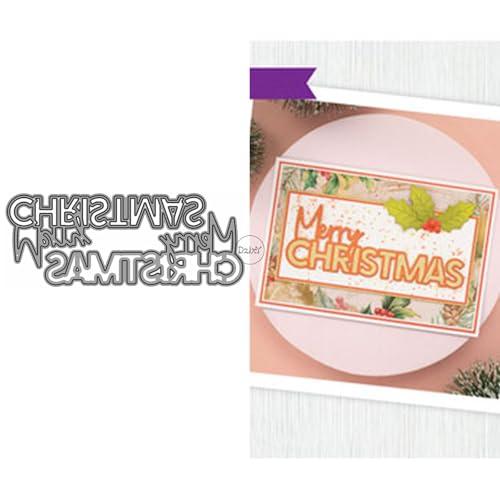 DzIxY Metall-Stanzformen für Kartenherstellung, Motiv: Merry Christmas Words, Prägepapier, Stanzform-Set, Scrapbook-Schablonen, Zubehör, Maschinenvorlagen von DzIxY